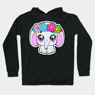 Adorable Baby Elephant with flower crown Hoodie